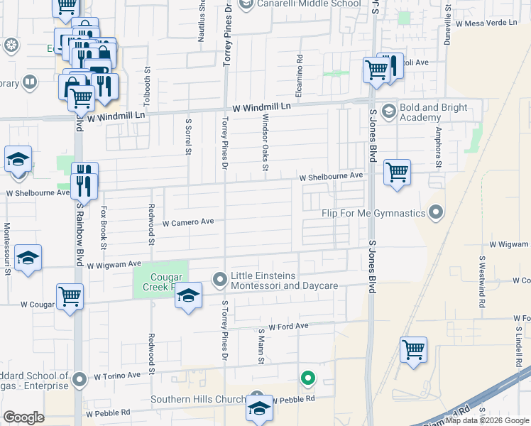 map of restaurants, bars, coffee shops, grocery stores, and more near in Las Vegas