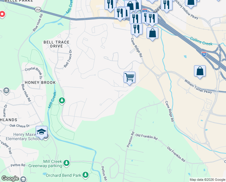 map of restaurants, bars, coffee shops, grocery stores, and more near 1147 Shire Drive in Nashville