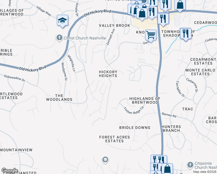 map of restaurants, bars, coffee shops, grocery stores, and more near 1736 Boxwood Drive in Nashville