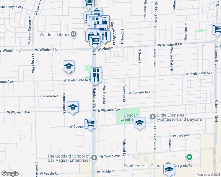 map of restaurants, bars, coffee shops, grocery stores, and more near 6787 Glissando Court in Las Vegas