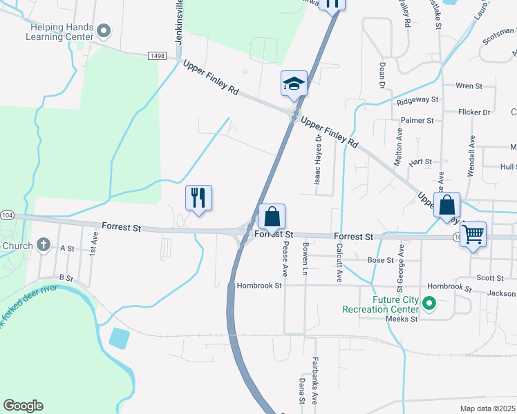 map of restaurants, bars, coffee shops, grocery stores, and more near 125 U.S. 51 Bypass in Dyersburg