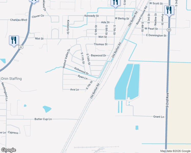 map of restaurants, bars, coffee shops, grocery stores, and more near 4939-5515 Old Bethel Rd in Paragould