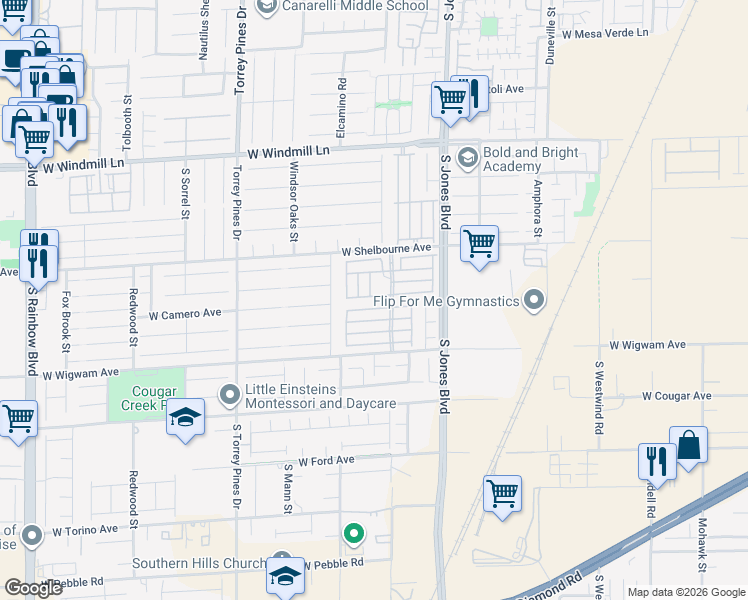 map of restaurants, bars, coffee shops, grocery stores, and more near 6239 Carson Hills Avenue in Las Vegas
