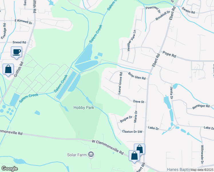 map of restaurants, bars, coffee shops, grocery stores, and more near 2179 Dave Street in Winston-Salem