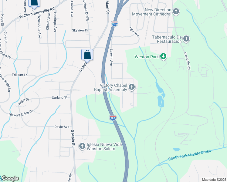map of restaurants, bars, coffee shops, grocery stores, and more near 4140 MacArthur Street in Winston-Salem