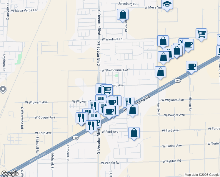 map of restaurants, bars, coffee shops, grocery stores, and more near 8461 Golden Amber Street in Las Vegas