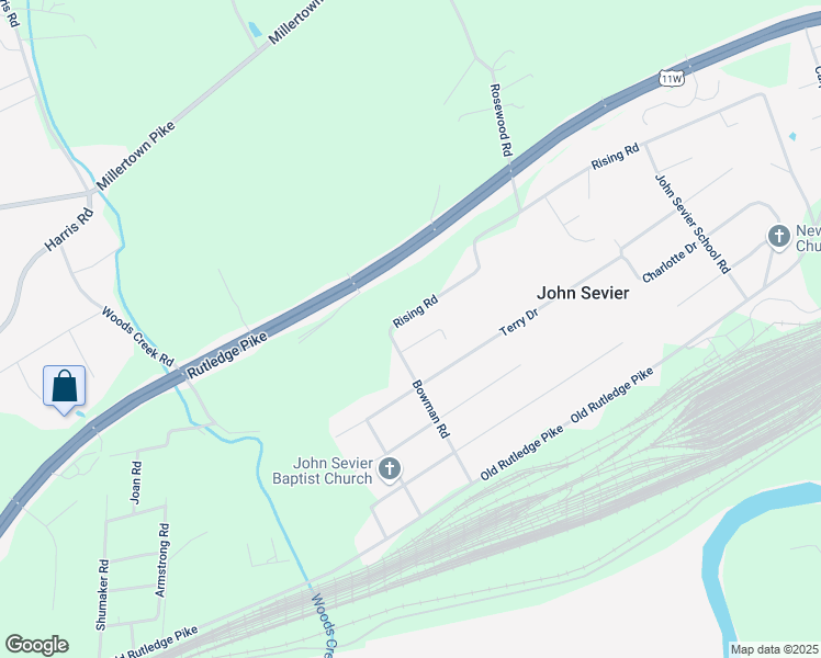 map of restaurants, bars, coffee shops, grocery stores, and more near 1700 Bowman Road in Knoxville