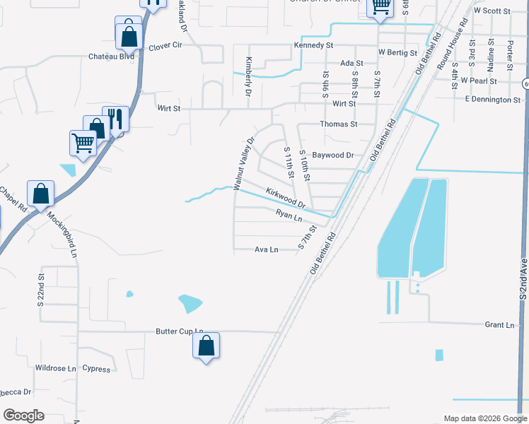 map of restaurants, bars, coffee shops, grocery stores, and more near 1108 Ryan Lane in Paragould