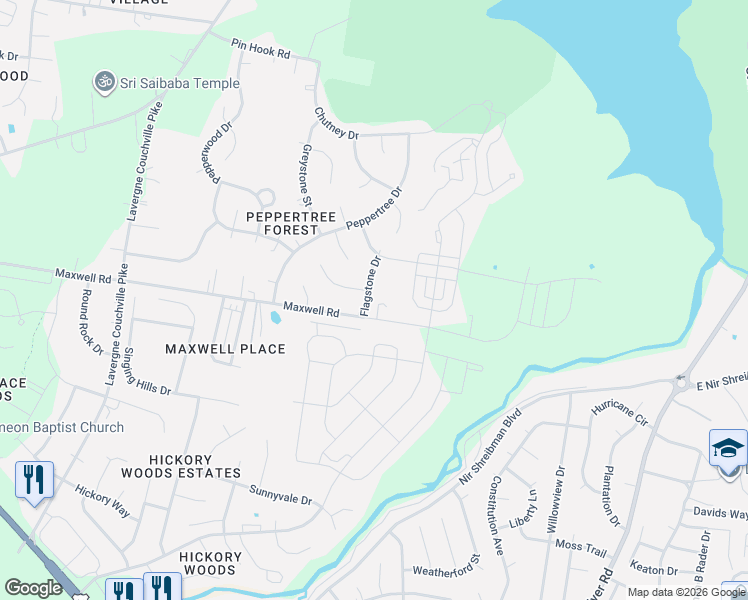 map of restaurants, bars, coffee shops, grocery stores, and more near 5300 Flagstone Drive in Nashville
