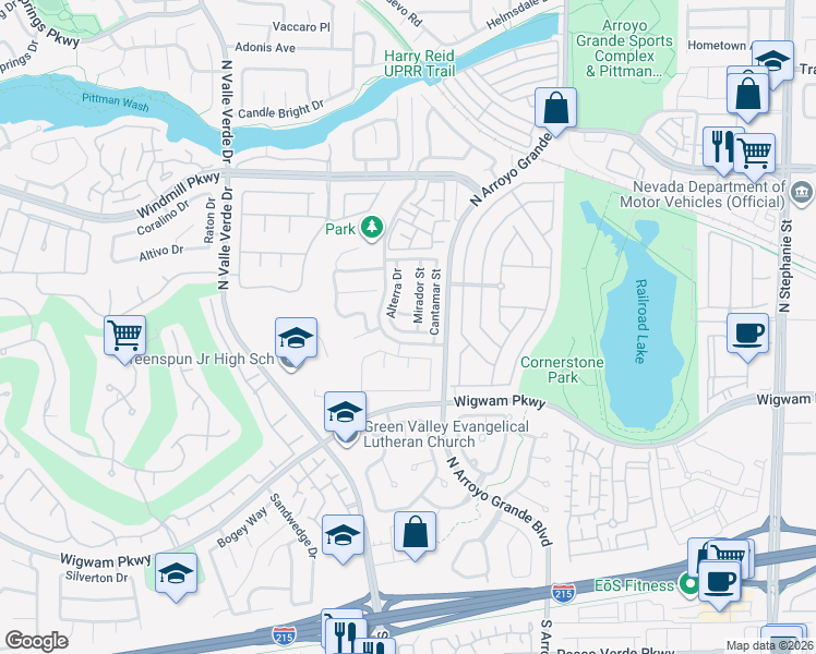 map of restaurants, bars, coffee shops, grocery stores, and more near 150 Alterra Drive in Henderson