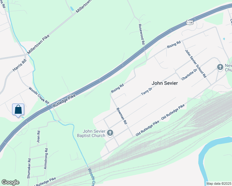 map of restaurants, bars, coffee shops, grocery stores, and more near 1700 Bowman Road in Knoxville