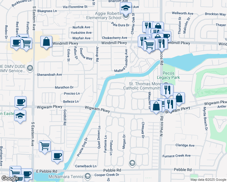 map of restaurants, bars, coffee shops, grocery stores, and more near 2719 Lovington Drive in Henderson