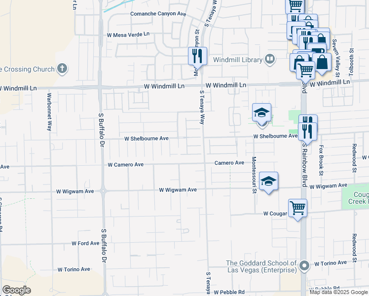 map of restaurants, bars, coffee shops, grocery stores, and more near 8345 Mozley Park Street in Las Vegas