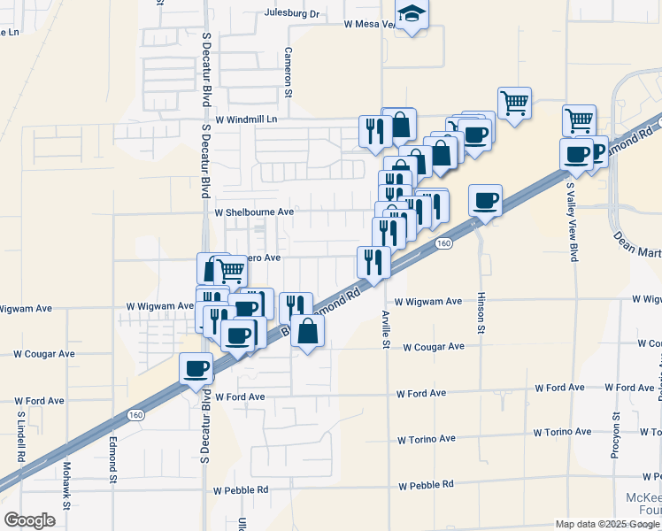 map of restaurants, bars, coffee shops, grocery stores, and more near 8415 Mondavi Hill Court in Las Vegas