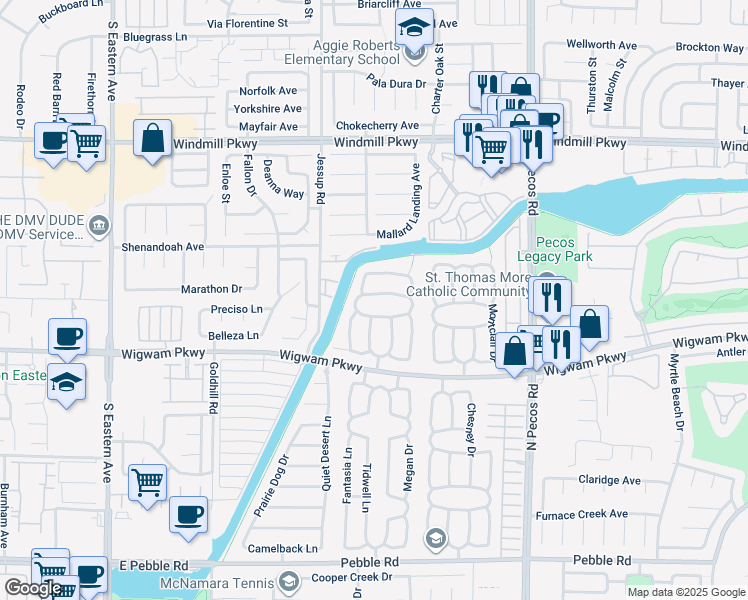 map of restaurants, bars, coffee shops, grocery stores, and more near 2719 Lovington Drive in Henderson