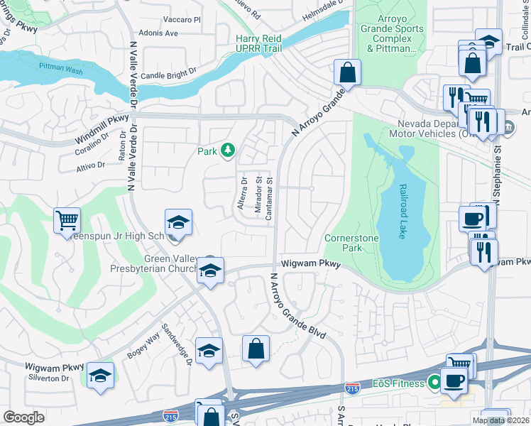 map of restaurants, bars, coffee shops, grocery stores, and more near 165 Cantamar Street in Henderson