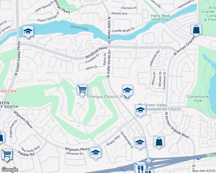 map of restaurants, bars, coffee shops, grocery stores, and more near 147 Broken Rock Drive in Henderson