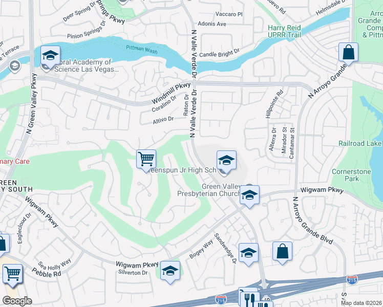map of restaurants, bars, coffee shops, grocery stores, and more near 130 Broken Rock Drive in Henderson