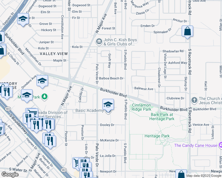 map of restaurants, bars, coffee shops, grocery stores, and more near 479 Groft Way in Henderson
