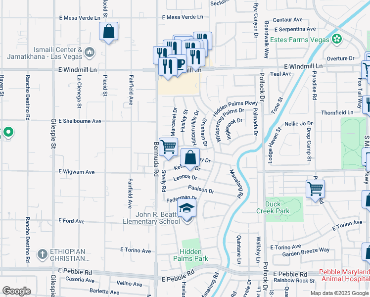 map of restaurants, bars, coffee shops, grocery stores, and more near 509 Coco Palms Avenue in Las Vegas
