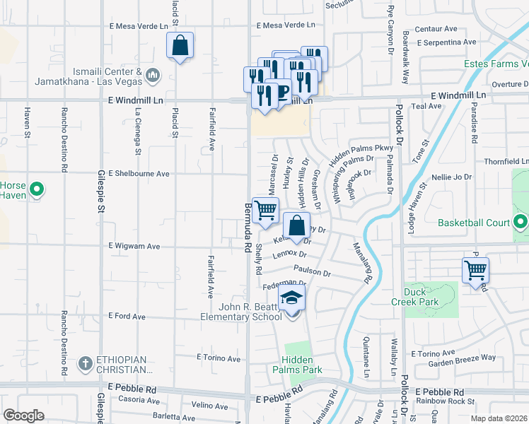 map of restaurants, bars, coffee shops, grocery stores, and more near 8388 Brad Oaks Circle in Las Vegas