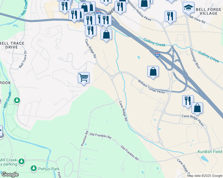 map of restaurants, bars, coffee shops, grocery stores, and more near 5407 Cane Ridge Road in Nashville