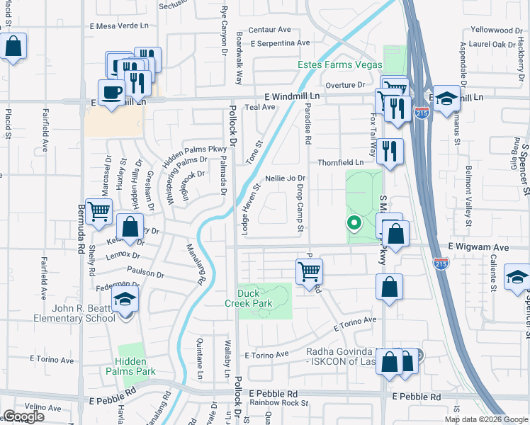 map of restaurants, bars, coffee shops, grocery stores, and more near 8402 Yamhill Street in Las Vegas