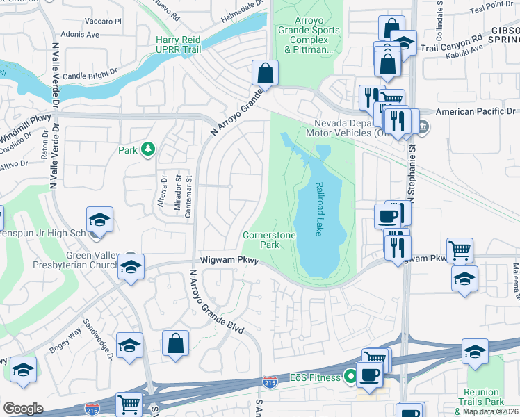 map of restaurants, bars, coffee shops, grocery stores, and more near 136 Le Arta Drive in Henderson
