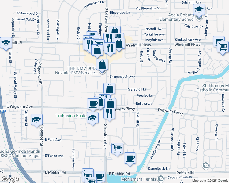 map of restaurants, bars, coffee shops, grocery stores, and more near 2863 Marathon Drive in Henderson