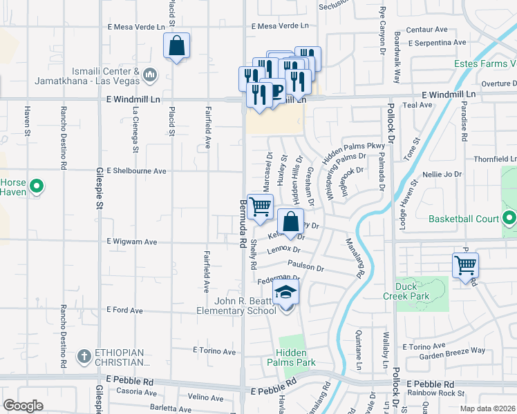 map of restaurants, bars, coffee shops, grocery stores, and more near 8388 Brad Oaks Circle in Las Vegas