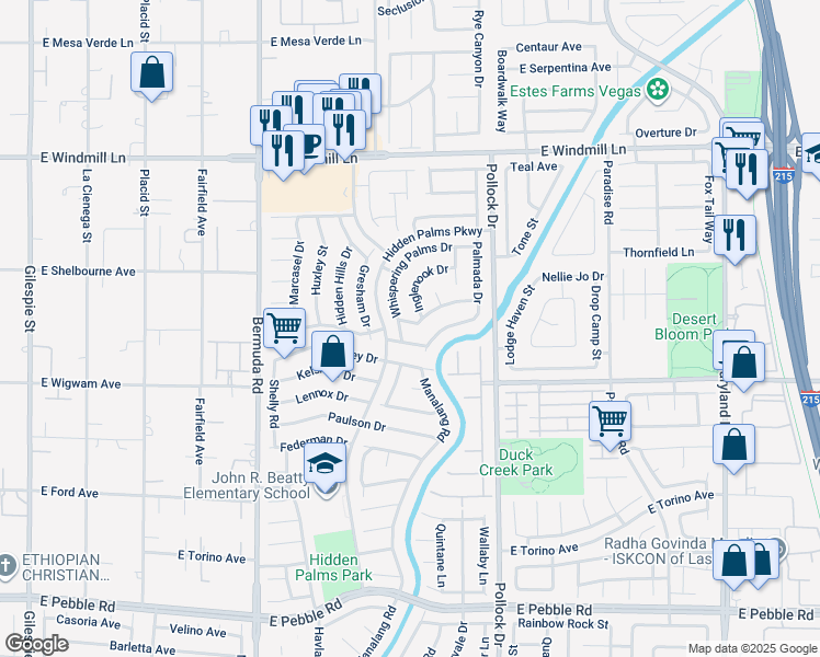 map of restaurants, bars, coffee shops, grocery stores, and more near 657 Thousand Oaks Drive in Las Vegas