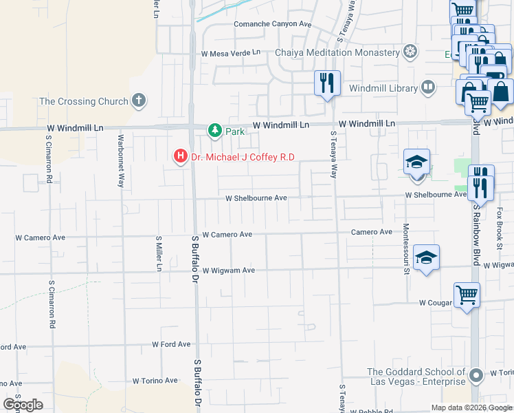 map of restaurants, bars, coffee shops, grocery stores, and more near 8318 Belize Creek Court in Las Vegas