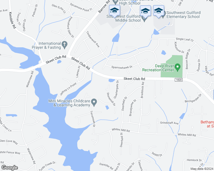 map of restaurants, bars, coffee shops, grocery stores, and more near 4127 Stonemill Drive in High Point