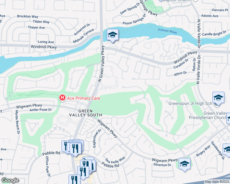 map of restaurants, bars, coffee shops, grocery stores, and more near 197 Inveraray Court in Henderson