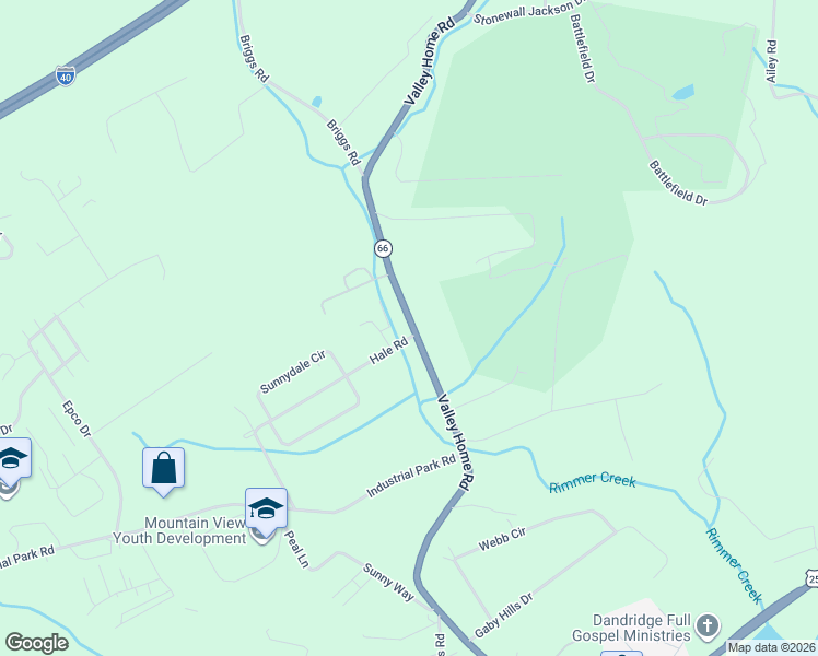 map of restaurants, bars, coffee shops, grocery stores, and more near 1065 Valley Home Rd in Dandridge