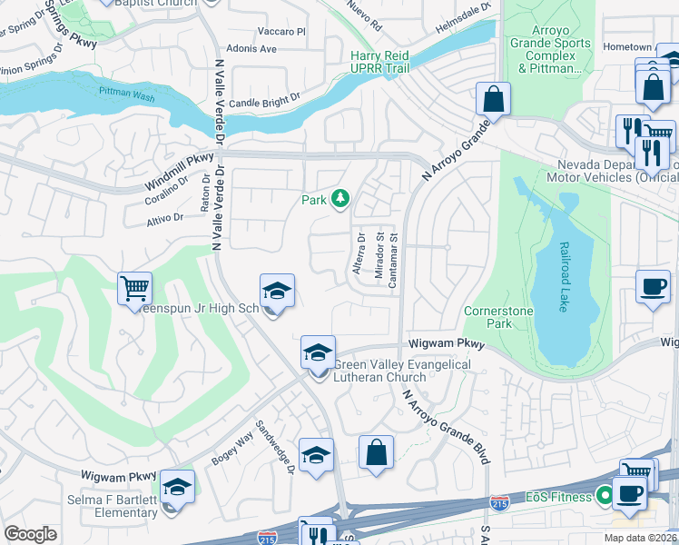 map of restaurants, bars, coffee shops, grocery stores, and more near 140 Kachina Drive in Henderson