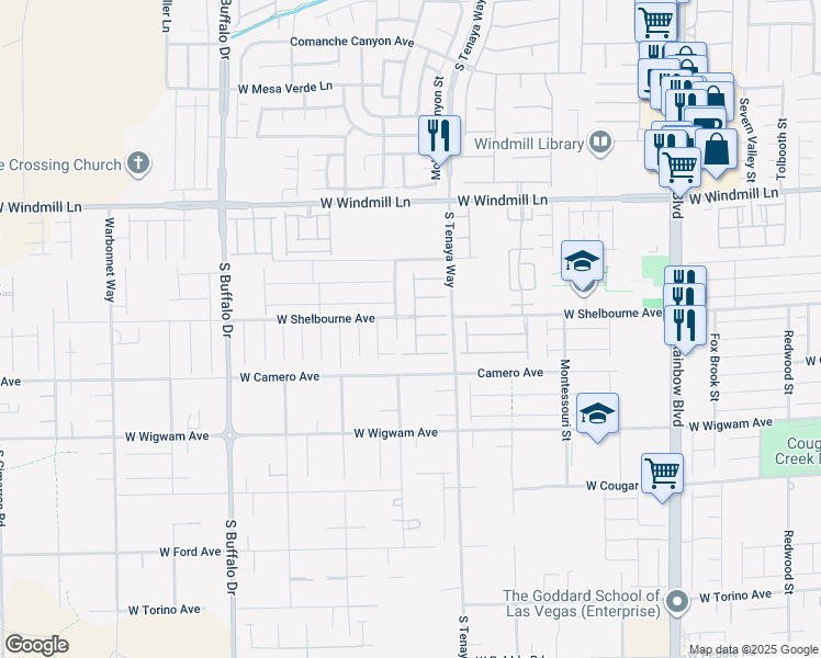 map of restaurants, bars, coffee shops, grocery stores, and more near 8321 Mozley Park Street in Las Vegas