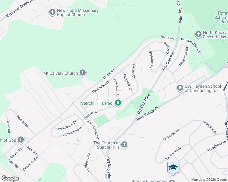 map of restaurants, bars, coffee shops, grocery stores, and more near 6758 Kohlston Road in Knoxville