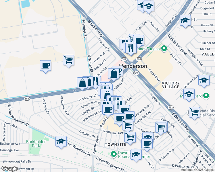 map of restaurants, bars, coffee shops, grocery stores, and more near 35 Nevada 564 in Henderson