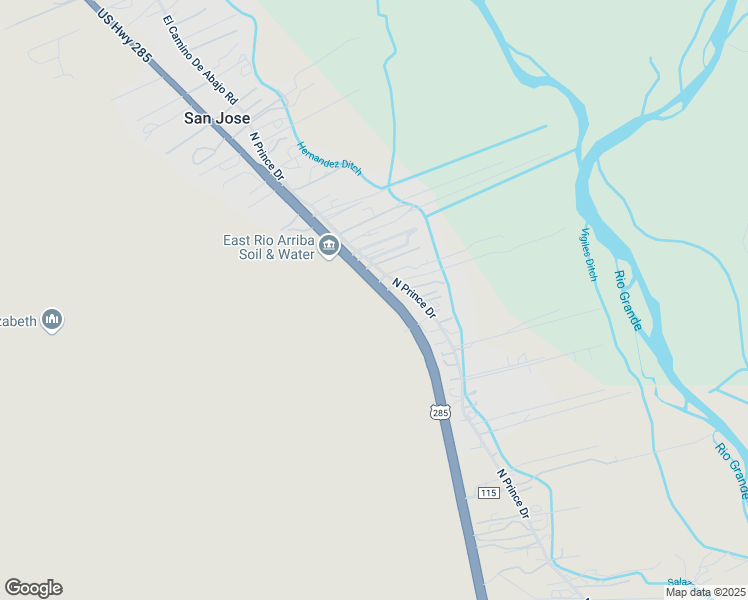 map of restaurants, bars, coffee shops, grocery stores, and more near 354 North Prince Drive in Española