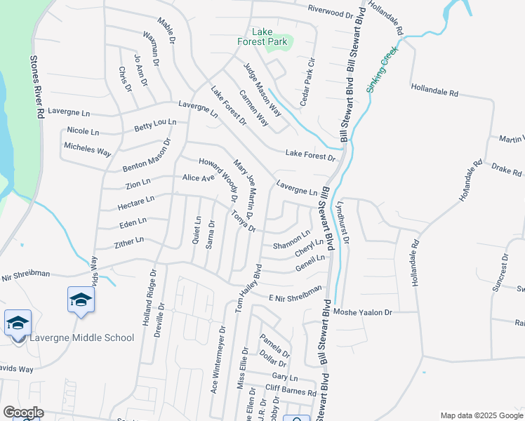 map of restaurants, bars, coffee shops, grocery stores, and more near 916 Tom Hailey Boulevard in La Vergne