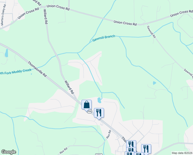 map of restaurants, bars, coffee shops, grocery stores, and more near 3144 Arrowcrest Place in Winston-Salem