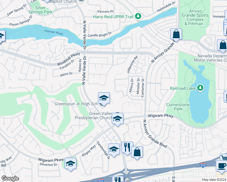 map of restaurants, bars, coffee shops, grocery stores, and more near 161 Kachina Drive in Henderson