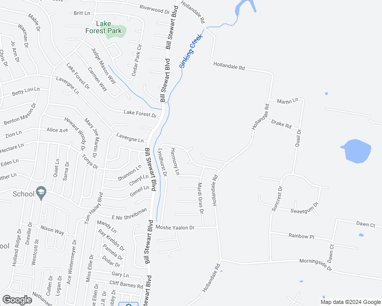 map of restaurants, bars, coffee shops, grocery stores, and more near 1100 Modesto Court in La Vergne