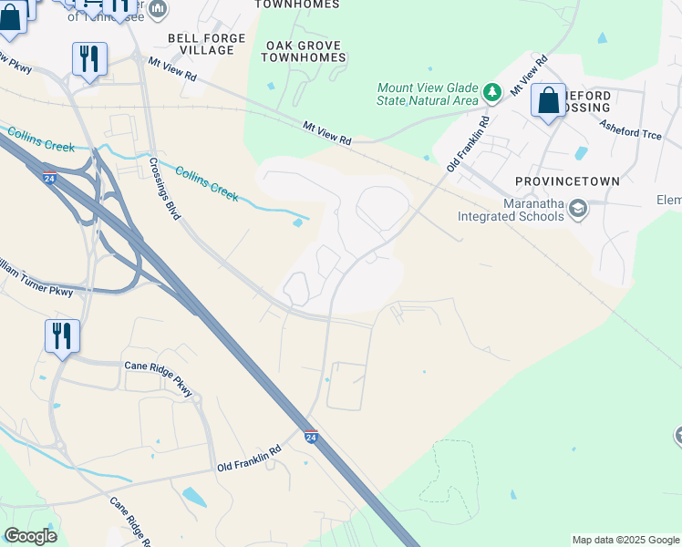 map of restaurants, bars, coffee shops, grocery stores, and more near 2929 Old Franklin Road in Nashville