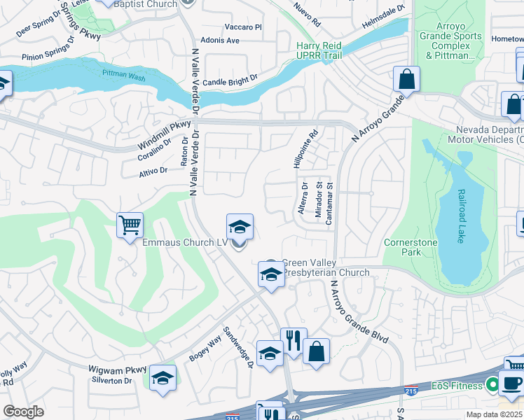 map of restaurants, bars, coffee shops, grocery stores, and more near 167 Kachina Drive in Henderson