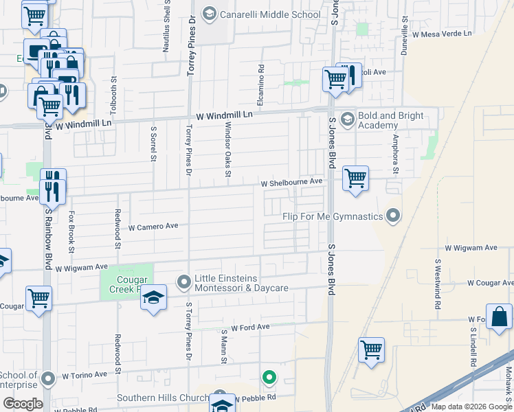 map of restaurants, bars, coffee shops, grocery stores, and more near 8345 Hunter Brook Street in Las Vegas