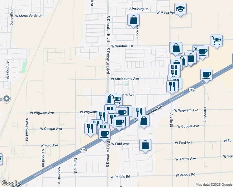 map of restaurants, bars, coffee shops, grocery stores, and more near 8398 Oppenheimer Street in Las Vegas