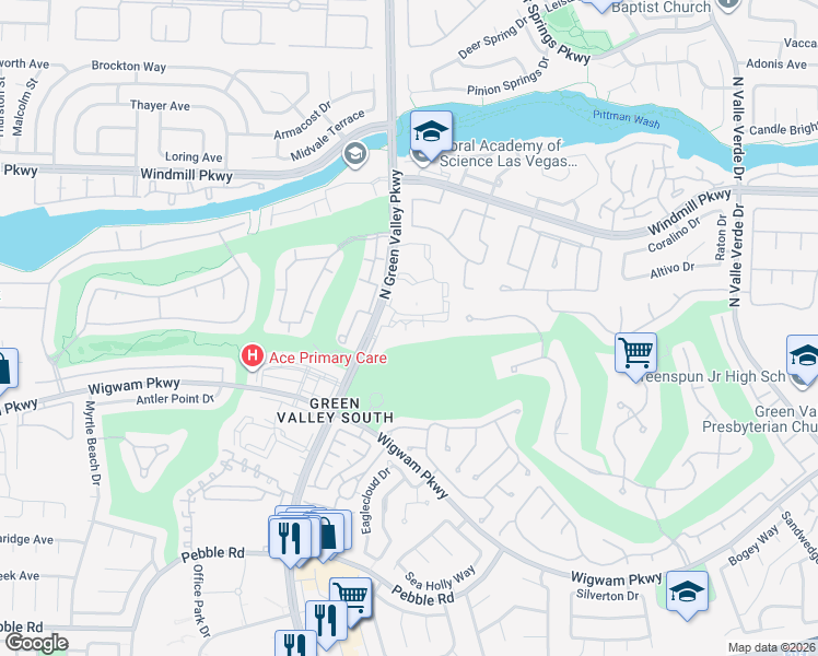 map of restaurants, bars, coffee shops, grocery stores, and more near 1770 North Green Valley Parkway in Henderson