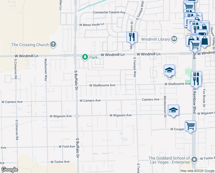 map of restaurants, bars, coffee shops, grocery stores, and more near 8302 Belize Creek Court in Las Vegas